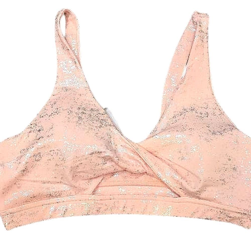 Kyoyo Silver Foil Shimmer Twist Front Sports Bra‎